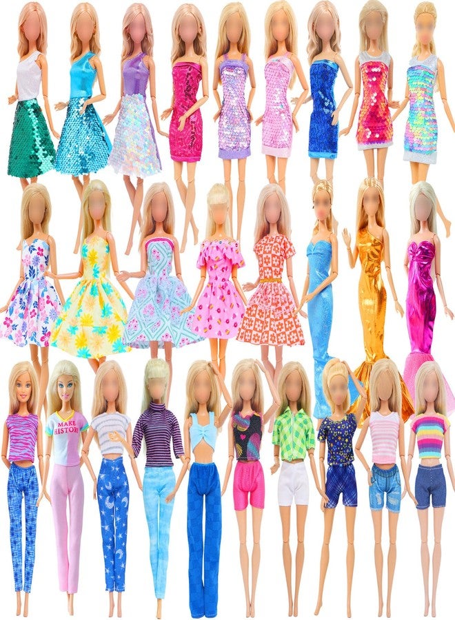 BJDBUS 11 Sets Doll Clothes 3 Sequins Dresses 4 Fashion Dresses and Floral Short Skirt 4 Casual Outfits Tops and Pants for 11.5 inch Girl Doll Clothing - Image 5